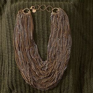 Multi chain gold, silver bronze necklace